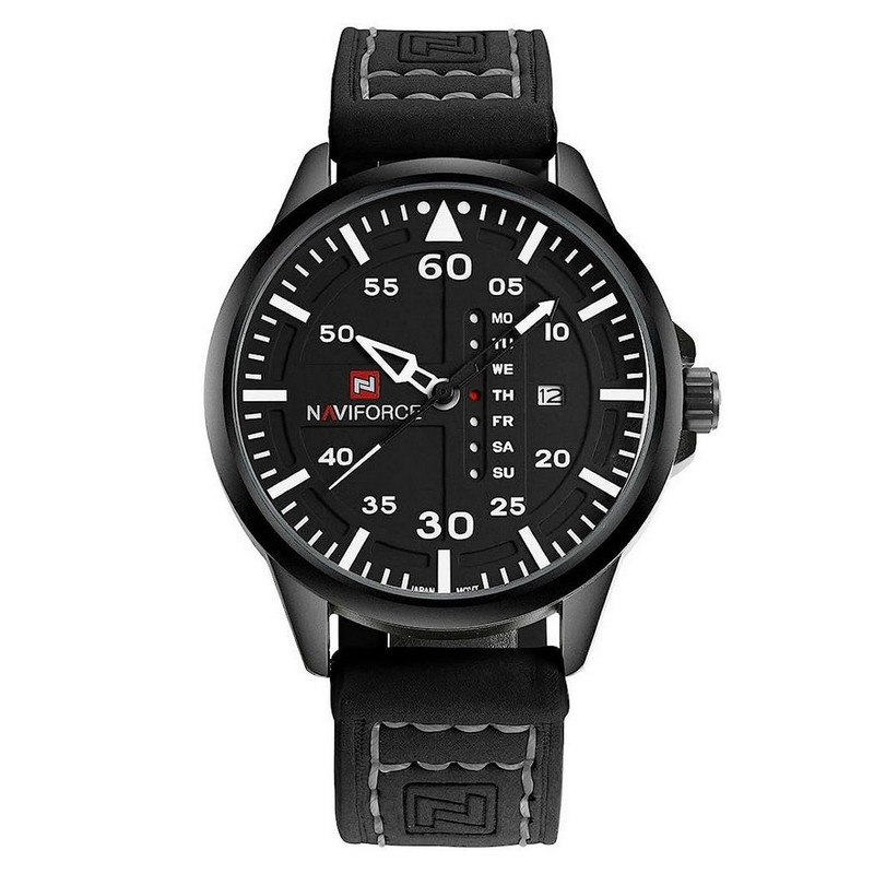 Reloj Naviforce Original Nf 9074 Cuero Hombre Negro + Estuche