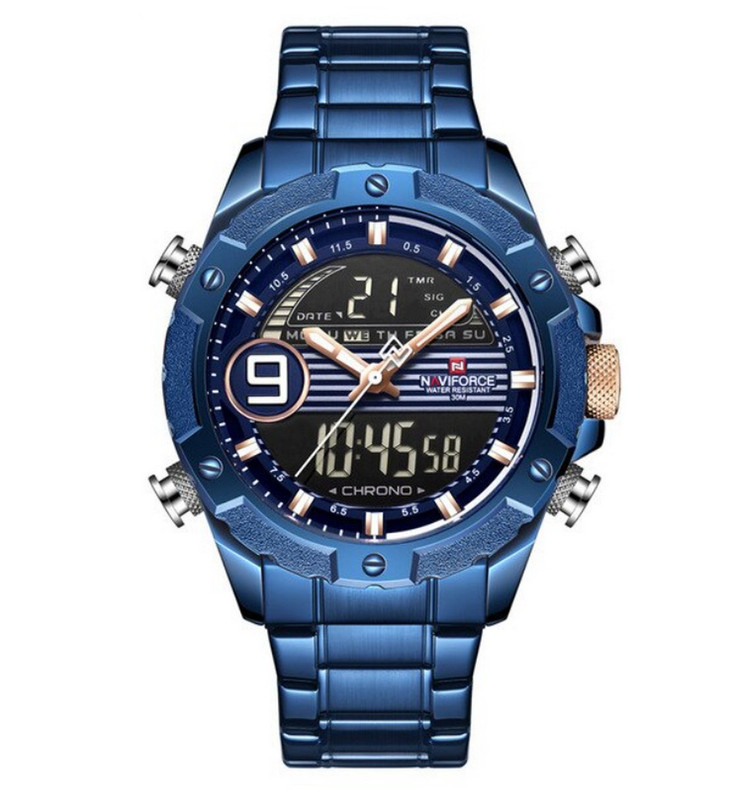 Reloj Naviforce Original Nf 9146 Acero Inoxidable Azul + Estuche