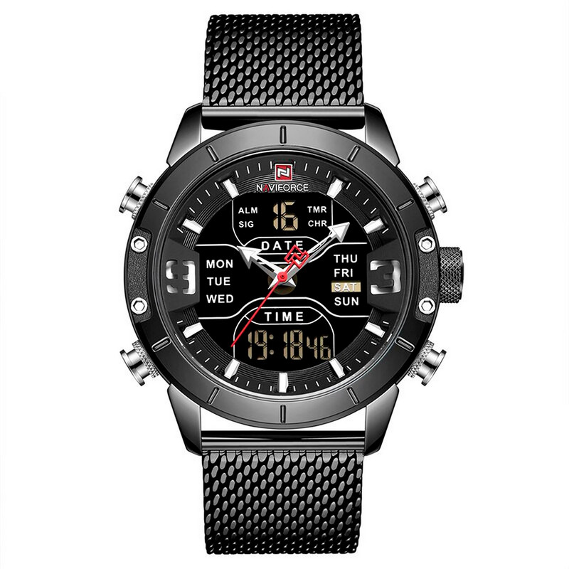 Reloj Naviforce Original Nf 9153 Acero Inoxidable Negro + Estuche