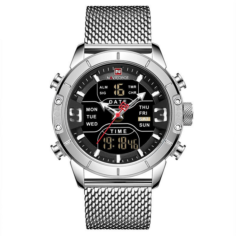 Reloj Naviforce Original Nf 9153 Acero Inoxidable Plateado + Estuche