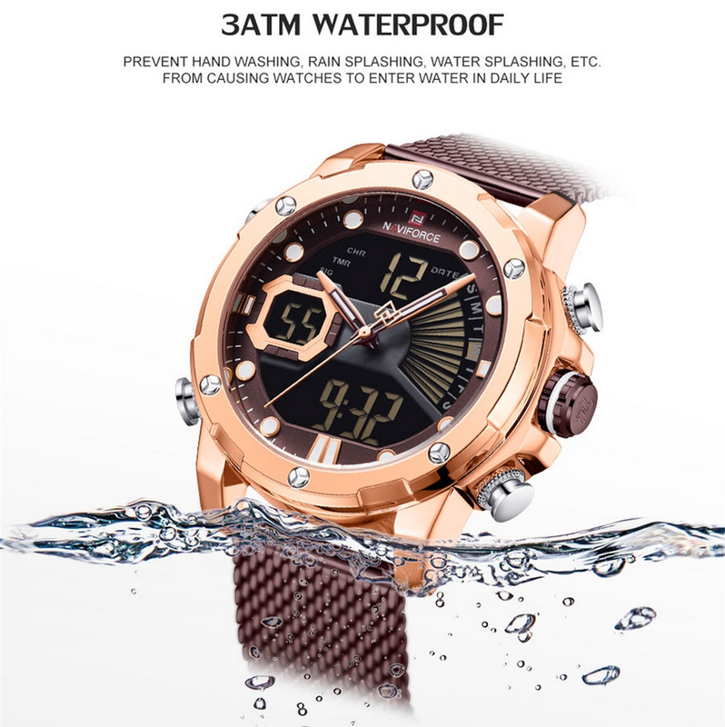 Reloj Naviforce Original Nf9172 Acero Inoxidable Marron + Estuche