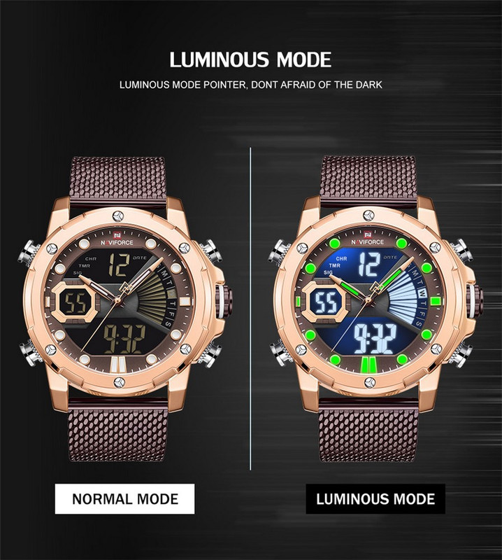 Reloj Naviforce Original Nf9172 Acero Inoxidable Marron + Estuche