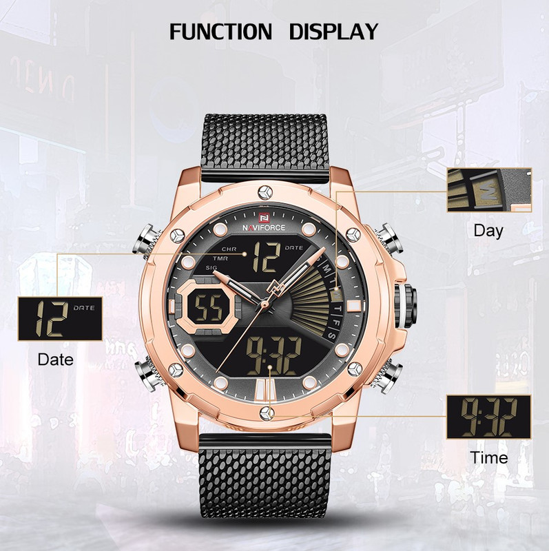 Reloj Naviforce Original Nf9172 Acero Inoxidable Negro + Estuche