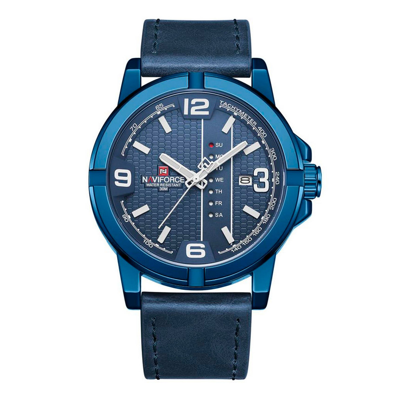 Reloj Naviforce Original Nf 9177 Casual Cuero Azul + Estuche