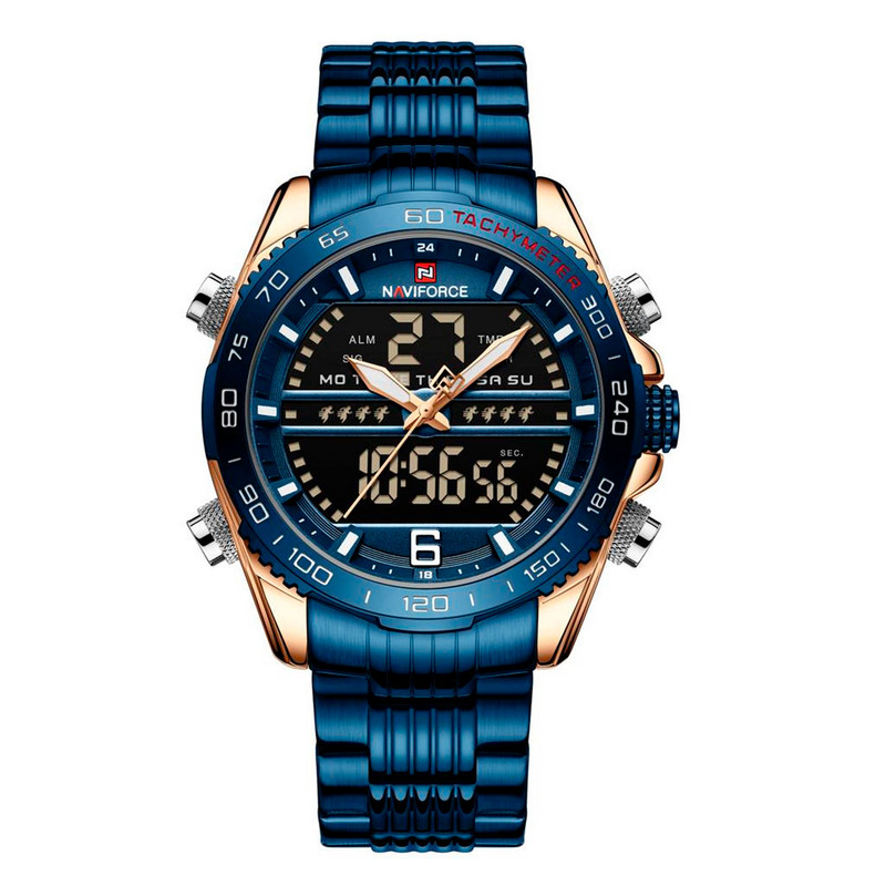 Reloj Naviforce Original Nf 9195 Acero Inoxidable Azul + Estuche