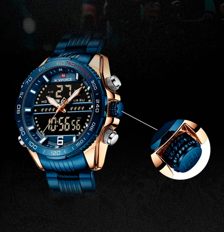 Reloj Naviforce Original Nf 9195 Acero Inoxidable Azul + Estuche