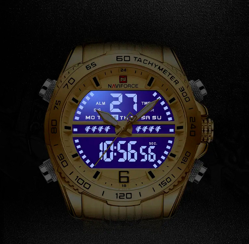 Reloj Naviforce Original Nf 9195 Acero Inoxidable Dorado + Estuche