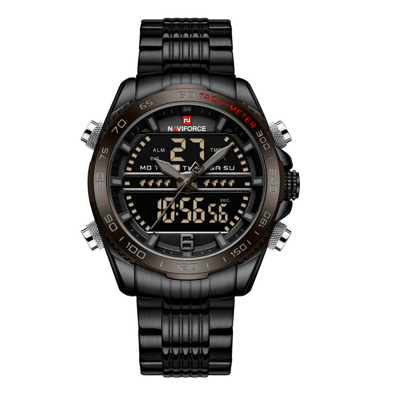 Reloj Naviforce Original Nf 9195 Acero Inoxidable Negro + Estuche