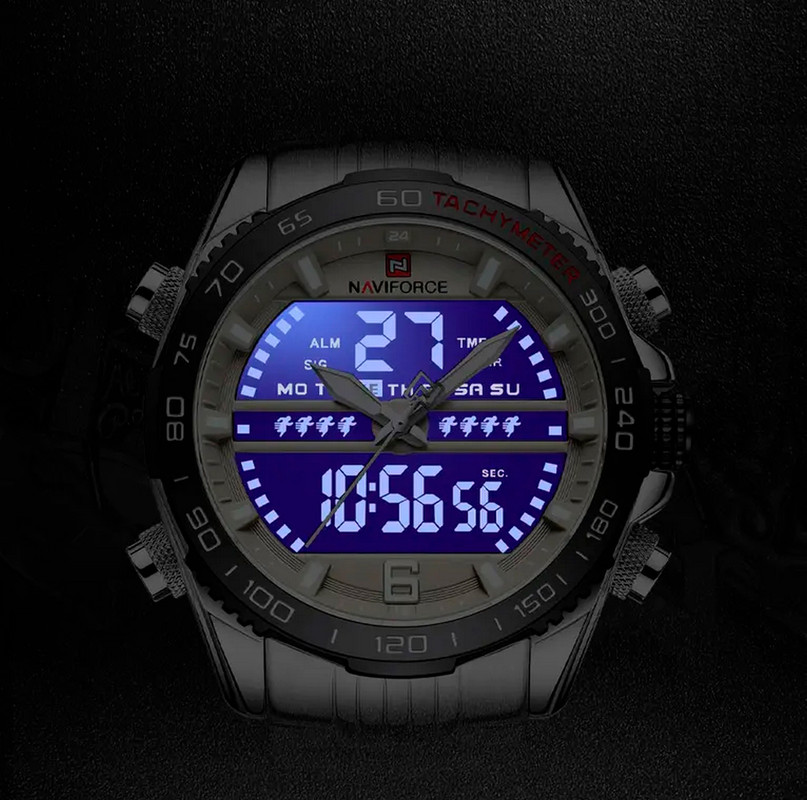 Reloj Naviforce Original Nf 9195 Acero Inoxidable Plateado + Estuche