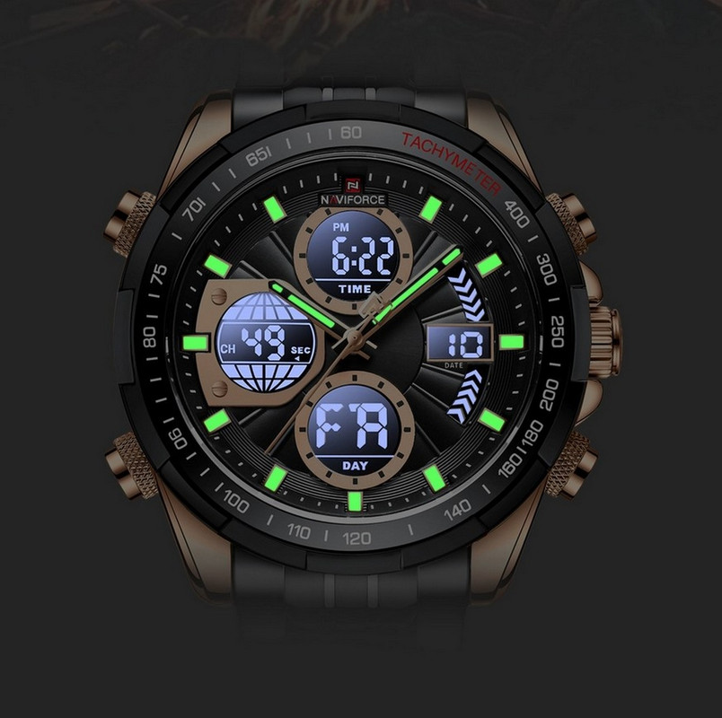 Reloj Naviforce Original Nf 9197 Acero Inoxidable Negro + Estuche