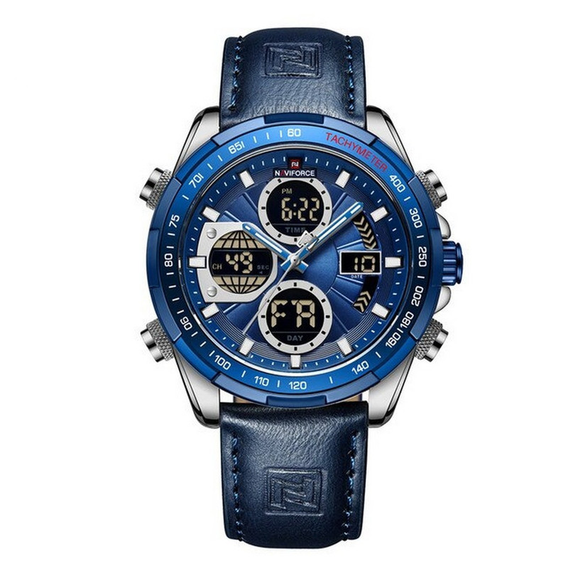 Reloj Naviforce Original Nf 9197 Casual Cuero Azul + Estuche