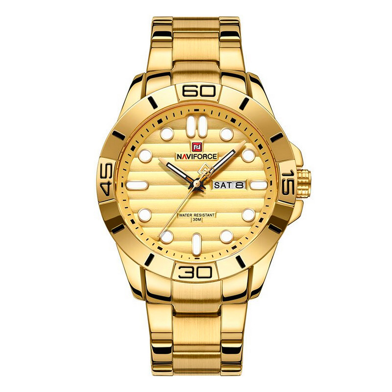 Reloj Naviforce Original Nf 9198 Acero Inoxidable Dorado + Estuche