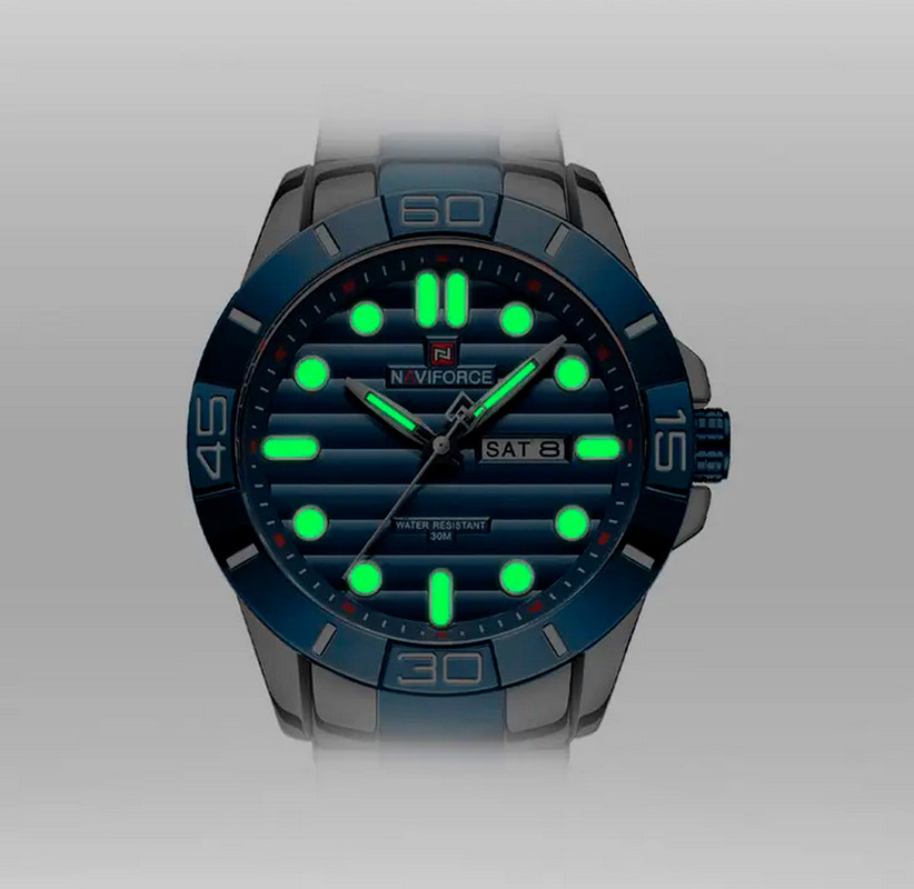 Reloj Naviforce Original Nf 9198 Acero Inoxidable Plateado Azul + Estuche