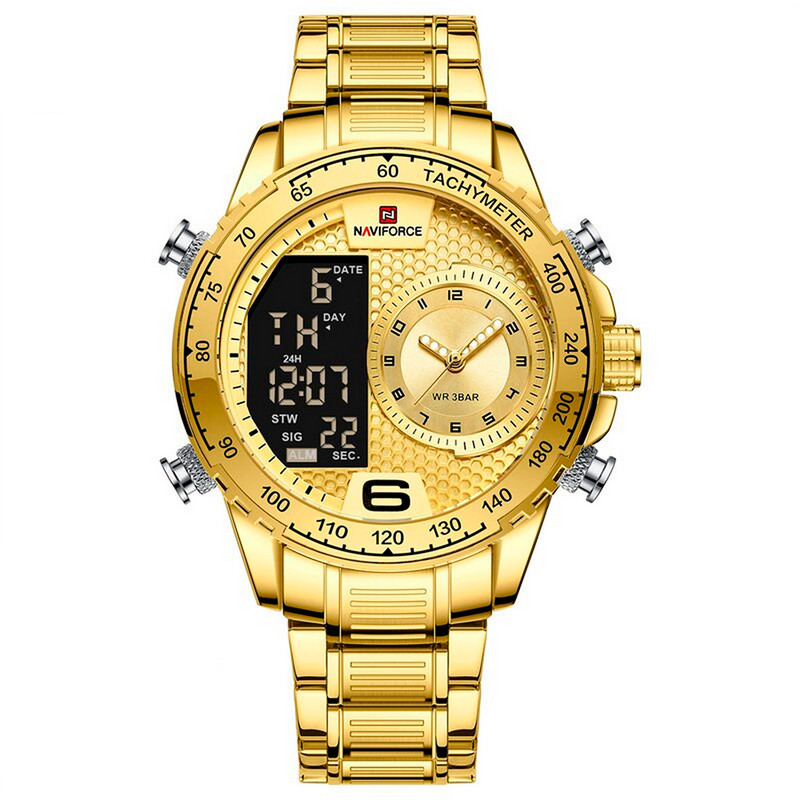 Reloj Naviforce Original Nf 9199 Acero Inoxidable Dorado + Estuche