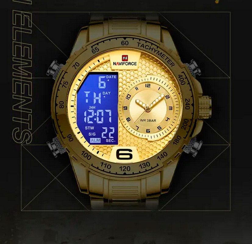 Reloj Naviforce Original Nf 9199 Acero Inoxidable Dorado + Estuche