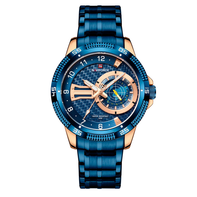 Reloj Naviforce Original Nf 9206 Acero Inoxidable Azul + Estuche