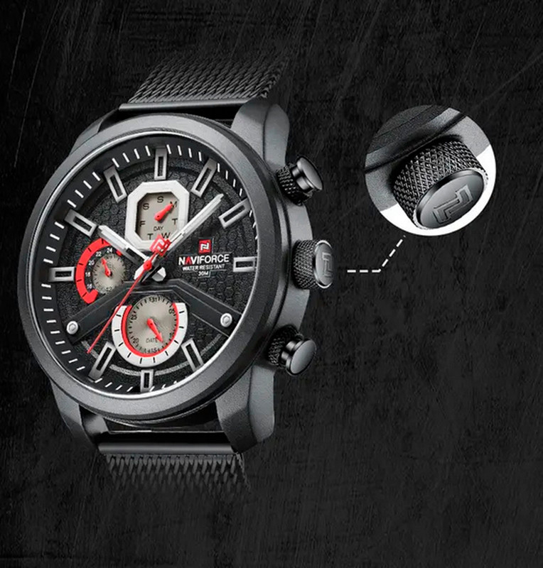 Reloj Naviforce Original Nf 9211 Acero Inoxidable Negro + Estuche