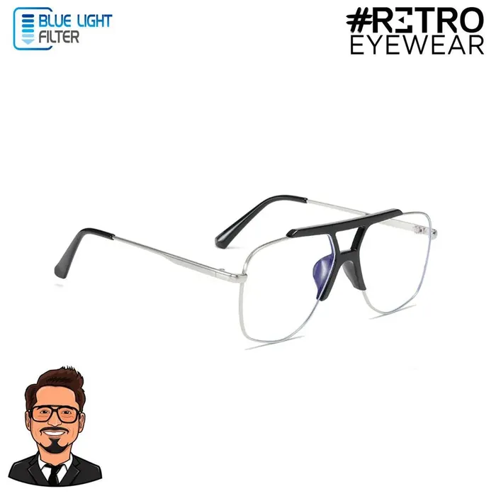 Gafas Óptica Descanso RETRO® Steel Tony Silver Original Luz Azul PC Gamer HD Pro