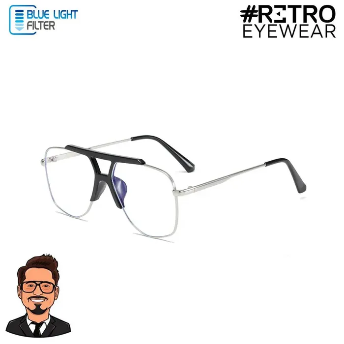 Gafas Óptica Descanso RETRO® Steel Tony Silver Original Luz Azul PC Gamer HD Pro