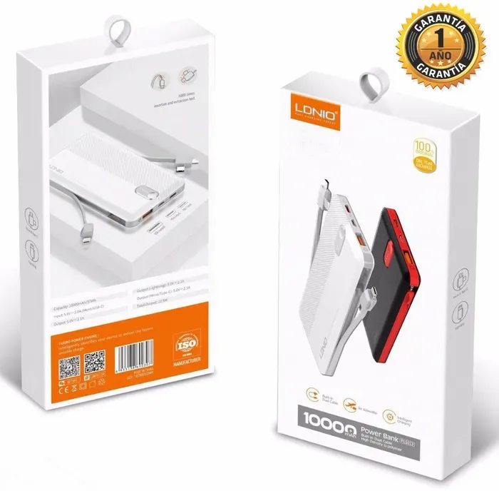 Power Bank Ldnio PL1013 10000Mah Cable V8 - Iphone - Tipo C 