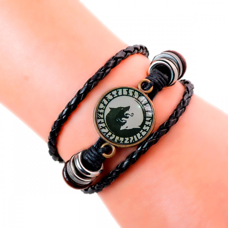 Pulsera Cristal Simbolo Lobo Vikingo