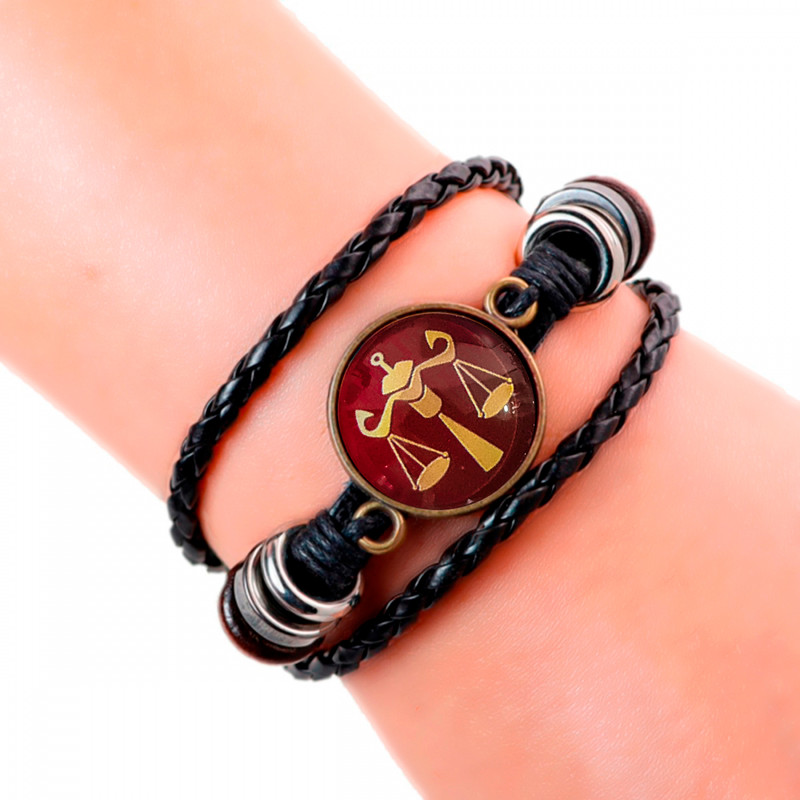 Pulsera Cristal  Signo Zodiacal Rojo Libra