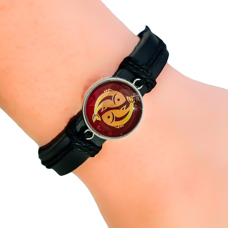 Pulsera Brazalete Cristal Signo Zodiacal Rojo Piscis