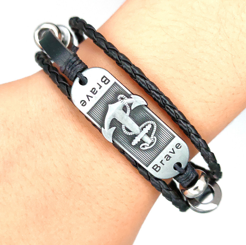 Pulsera Negra Ancla