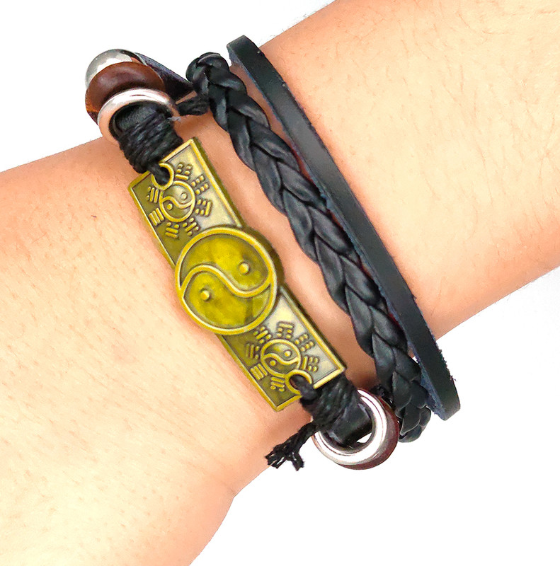 Pulsera Negra Vintage Yin Yang