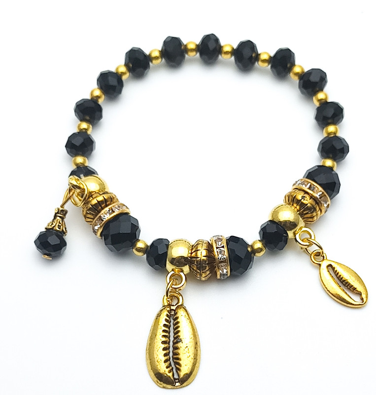 Pulsera Pedreria Negra Caracol Dorado