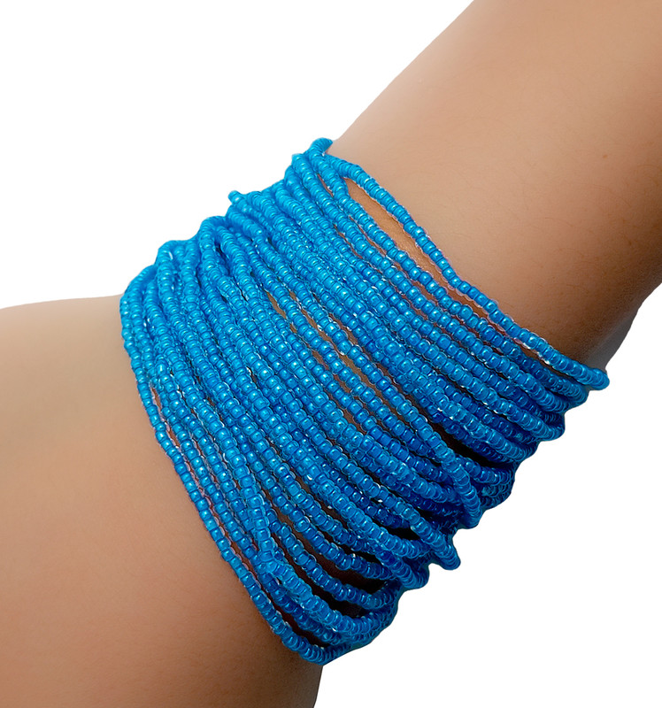 Pulsera Pedreria Mostacilla Checa Azul