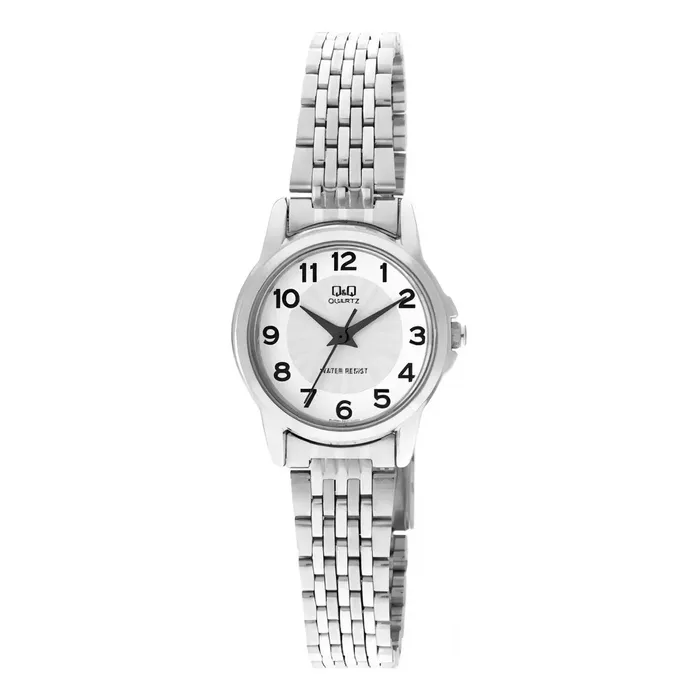 Reloj Q&q Qyq Q423j204y Acero Plateado Mujer Dama + Estuche