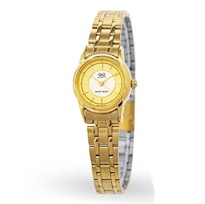 Reloj Mujer Qyq Q&q Q621-010y Acero Dorado Dama + Estuche