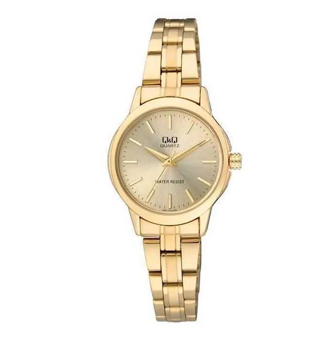 Reloj Para Mujer Q&q Qyq Q861j010y Dorado Acero + Estuche 