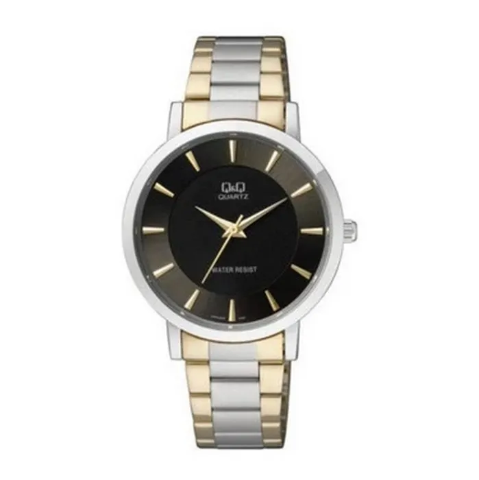 Reloj Q&q Mujer Casual Plata Q944j402y Fondo Negro + Estuche