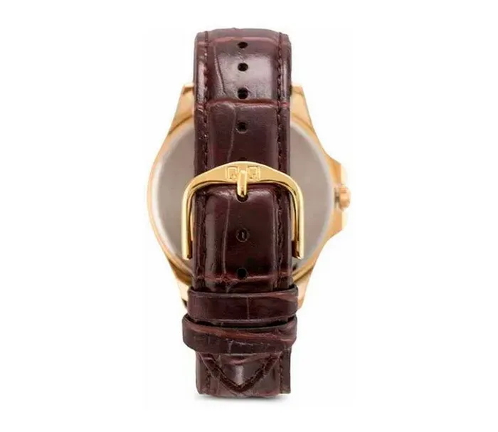 Reloj Q&q Qyq Caballero Qa06j100y Hombre Cuero + Estuche