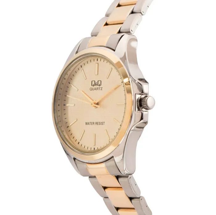 Reloj Para Mujer Qyq Q&q Qa07j400y Bicolor Acero + Estuche 