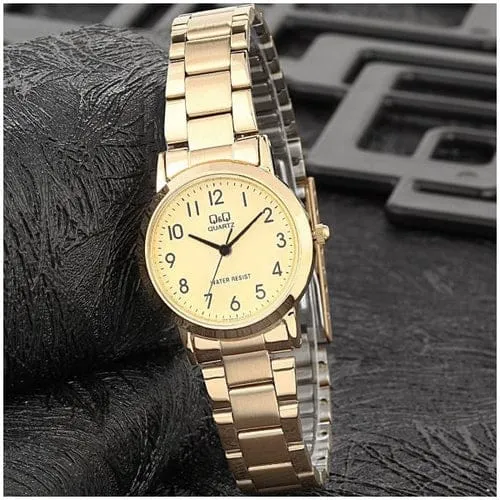 Reloj Mujer Q&q Qa39j003y Dorado Acero Dama + Estuche