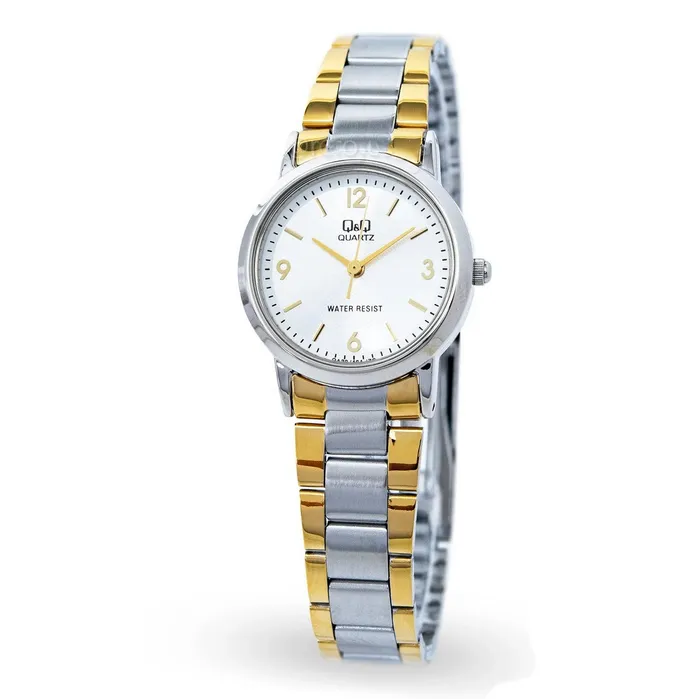 Reloj Para Mujer Qyq Q&q Qa39j404y Bicolor Acero + Estuche 