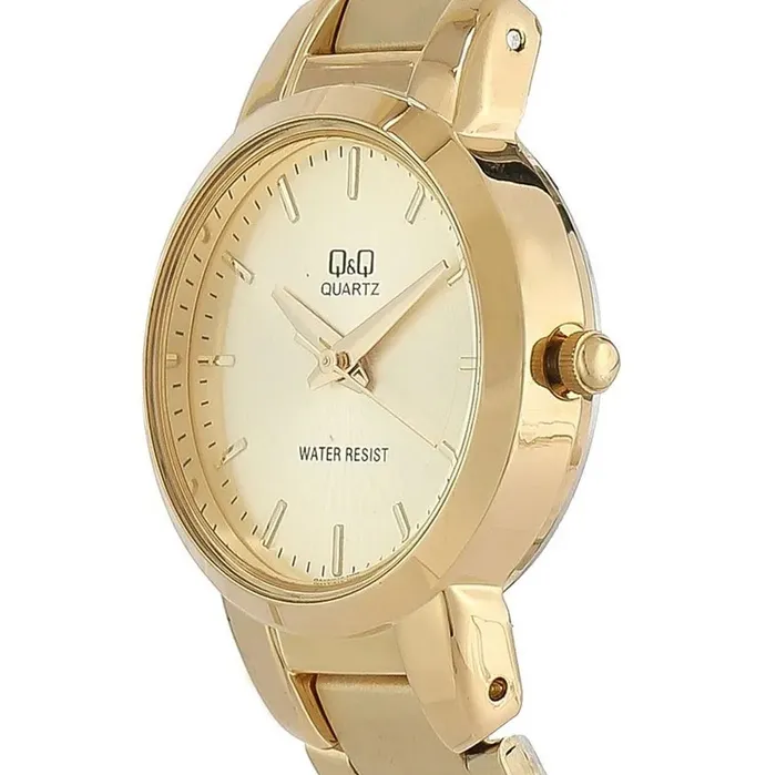 Reloj Mujer Q&q Qa43j010y Dama Acero Dorado + Estuche