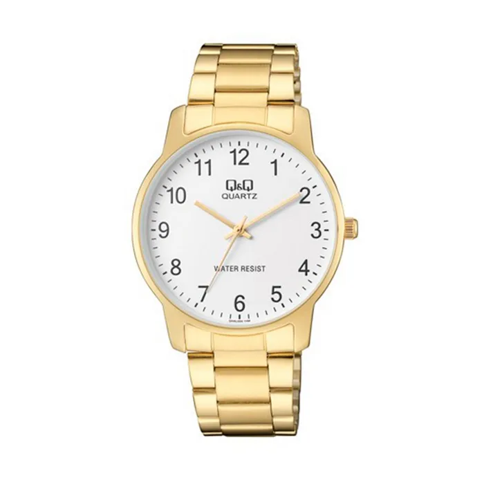 Reloj Para Hombre Q&q Qyq Qa46j004y Dorado Acero + Estuche 