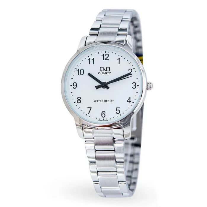 Reloj Para Mujer Qyq Q&q Qa47j204y Plateado Acero + Estuche 