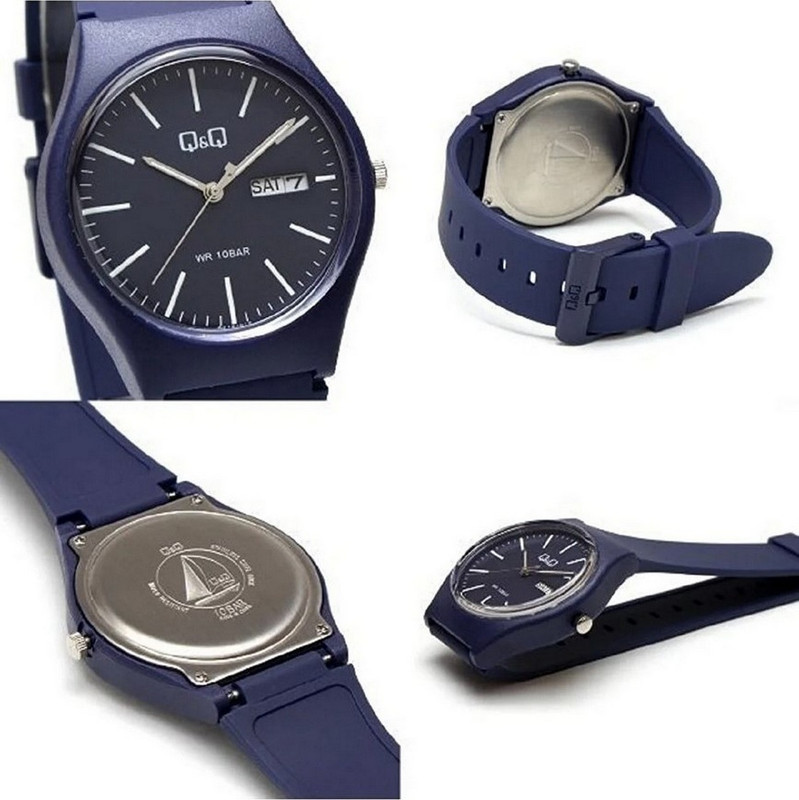 Reloj Q&q Qyq A212j00 Deportivo Unisex Impermeable Azul + Estuche