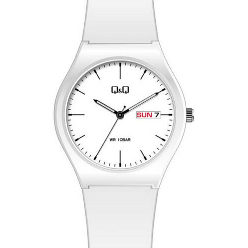 Reloj Q&q Qyq A212j00 Deportivo Unisex Impermeable Blanco + Estuche