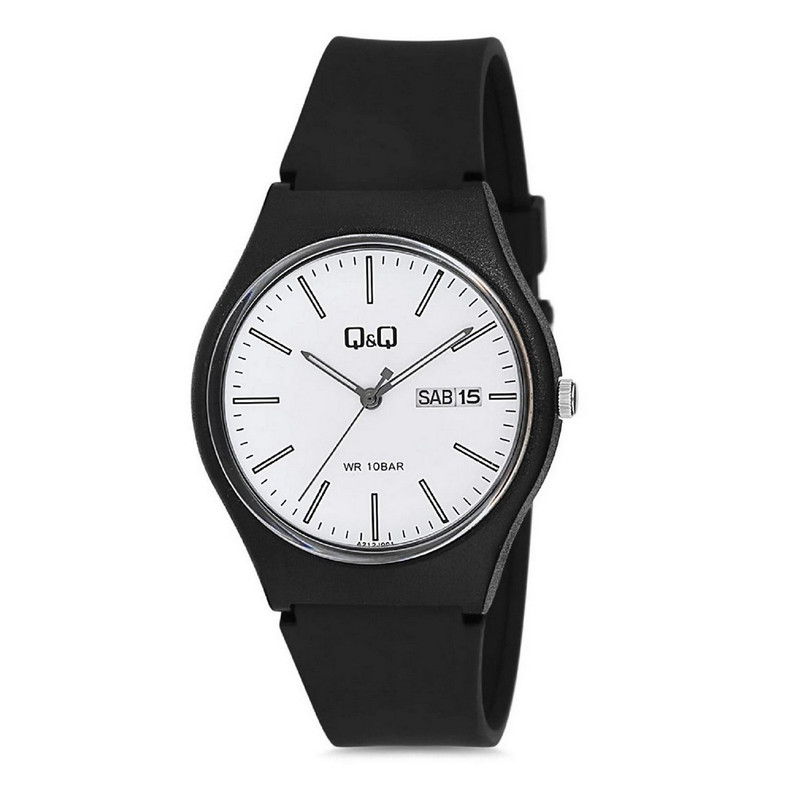 Reloj Q&q Qyq A212j00 Deportivo Unisex Impermeable Negro Fondo Blanco + Estuche