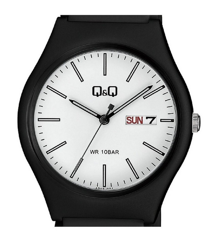 Reloj Q&q Qyq A212j00 Deportivo Unisex Impermeable Negro Fondo Blanco + Estuche