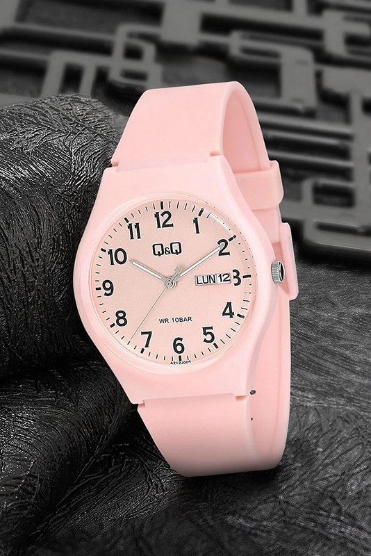 Reloj Q&q Qyq A212j00 Deportivo Unisex Impermeable Rosa + Estuche