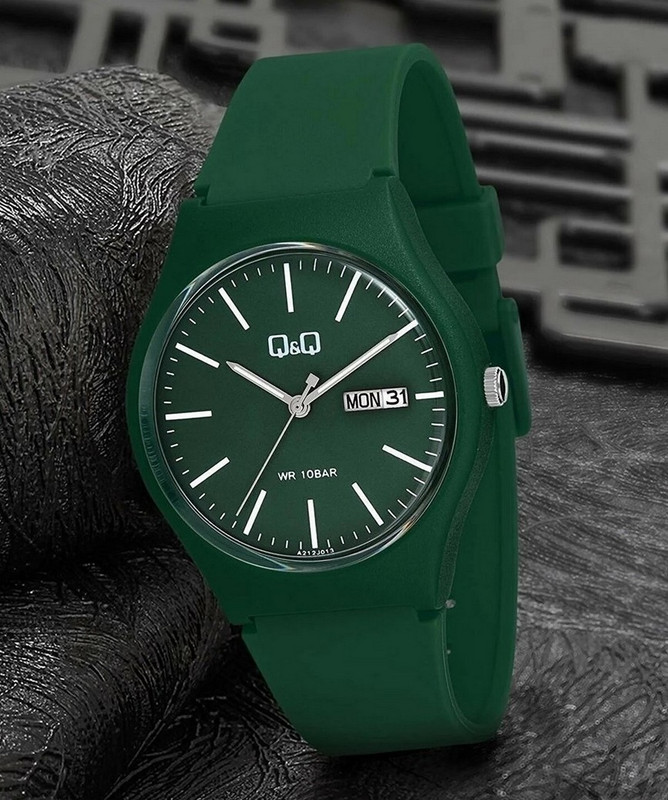 Reloj Q&q Qyq A212j00 Deportivo Unisex Impermeable Verde + Estuche