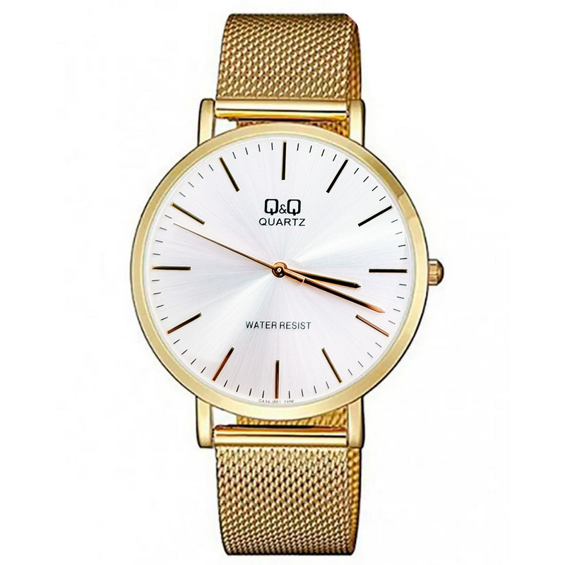 Reloj Q&q Qyq Qa20j001y Elegante Acero Dorado + Estuche 