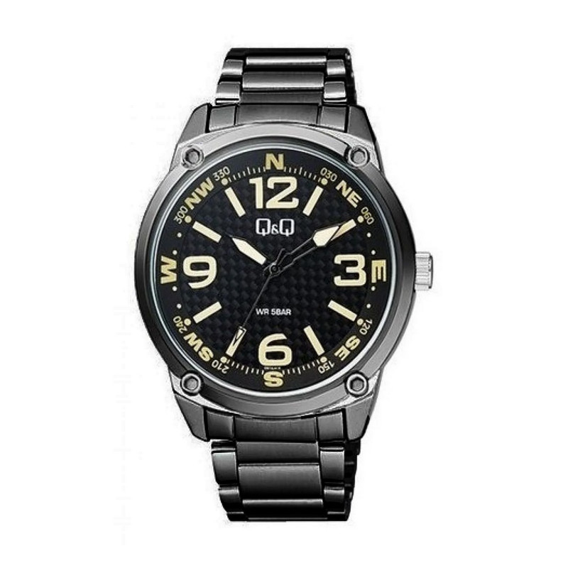 Reloj Q&q Qyq Qb10j415 Acero Hombre Negro + Estuche 